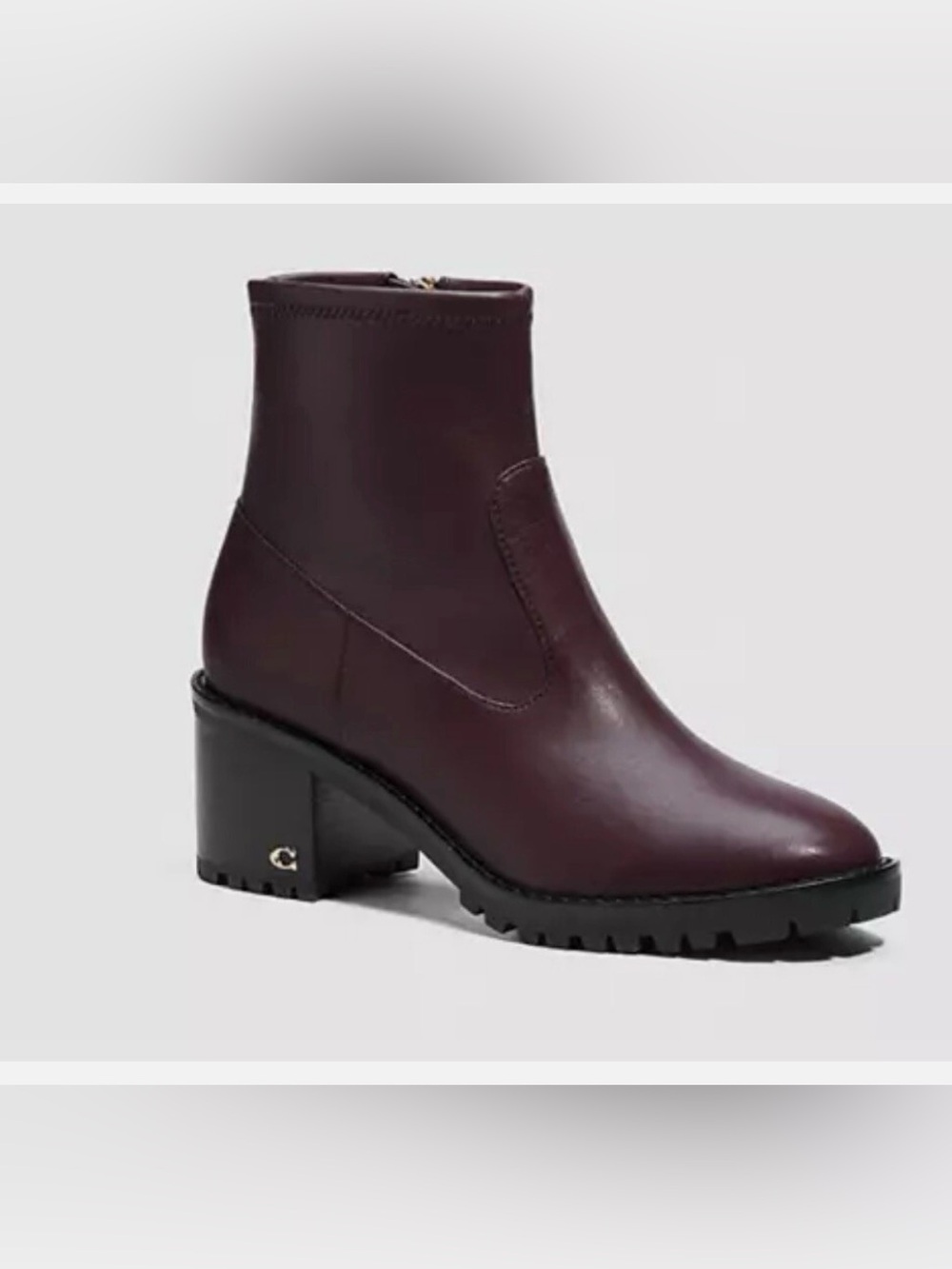 NEW Coach Women’s Joy Leather Bootie. Size 7.5 Color Dark Cranberry